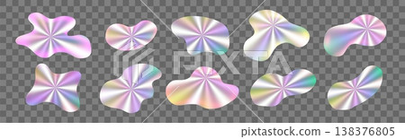 Set holographic stickers Template of hologram retro pictogram Hologram labels of different shapes Holographic stamp Set holographic stickers Template of hologram retro pictogram Hologram labels of different shapes Holographic stamp 138376805