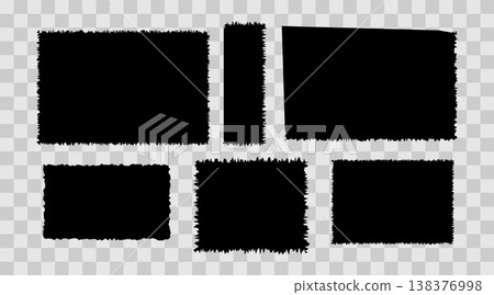 Set of torn paper pieces frames Textured grunge design element collection bundle for collage, text box, banner, sticker 138376998