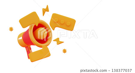 3D Megaphone with push notification Professional speaker Social media account promotion 138377037