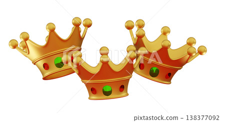 3d Three shiny crowns Epiphany and Three Kings Day hilgay calabration 138377092