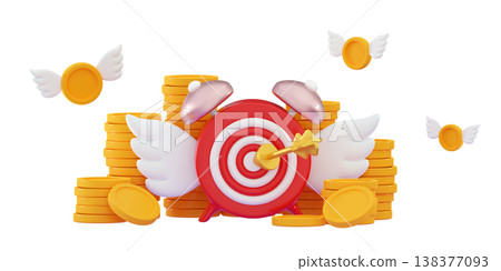 3d Target and stack coins Minimal style target investment goals Marketing time 138377093