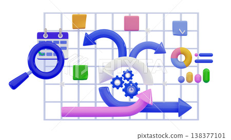 3d Agile development decisions methodology business concept Agile life rule cycle 138377101