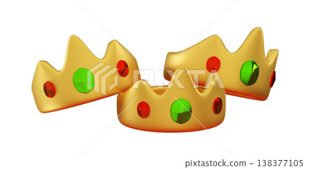 3d Three shiny crowns Epiphany and Three Kings Day hilgay calabration 138377105