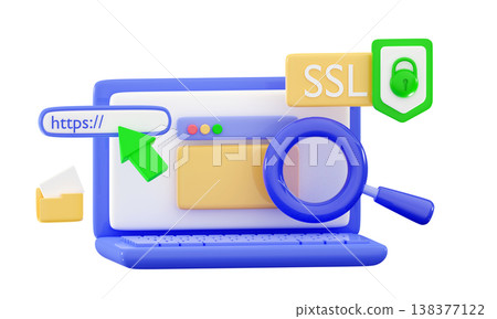 3d HTTPS Protected connection Secure protocol Security communication online 3d HTTPS Protected connection Secure protocol Security communication online 138377122