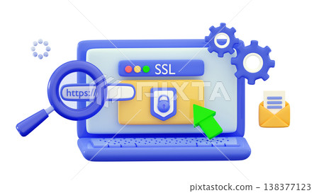 3d HTTPS Protected connection Secure protocol Security communication online networks concept 3d HTTPS Protected connection Secure protocol Security communication online networks concept 138377123