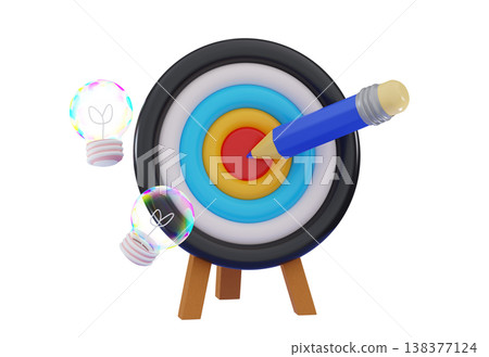 3D Target with Pencile Education concept Pen tool Success writing SEO optimisation 3D Target with Pencile Education concept Pen tool Success writing SEO optimisation 138377124