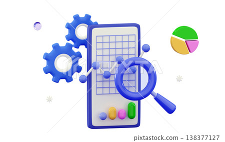 3d hitting dart target Trading graph Business start-up concept 138377127