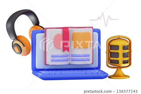 3d icon audio Headphones listening audiobook 138377143