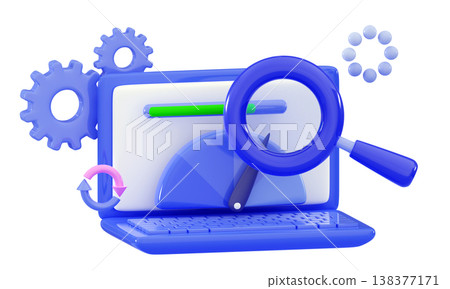 3d System update Upgrading concept Progress bar Website loading optimization 3d System update Upgrading concept Progress bar Website loading optimization 138377171