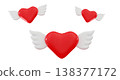 3d wings heart flying Valentine's Day illustration 138377172