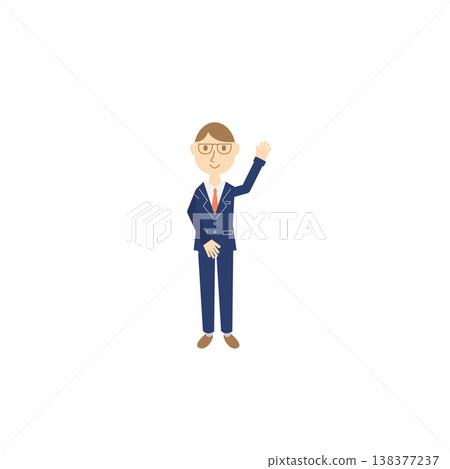 A businessman tries it out - explaining by pointing. A businessman tries it out - explaining by pointing. 138377237