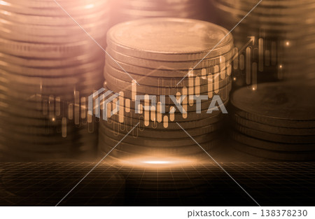 Stock market or forex trading graph and candlestick chart suitable for financial investment concept. Economy trends background for business idea and all art work design. Abstract finance background. 138378230