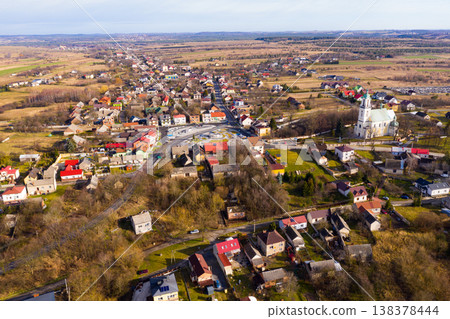 Aerial view of houses and nature of Wlodowice Aerial view of houses and nature of Wlodowice 138378444