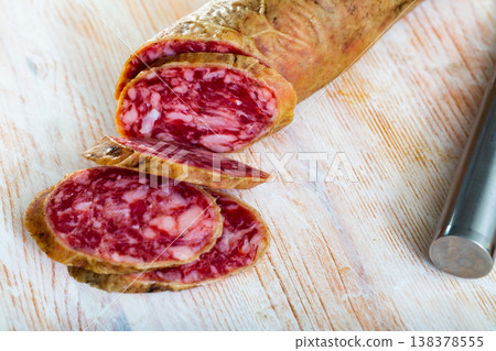 Spanish summer sausage Salchichon Spanish summer sausage Salchichon 138378555