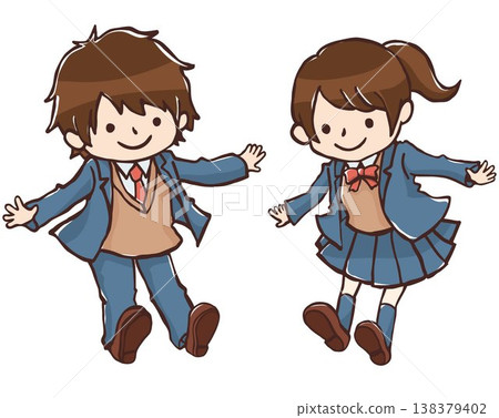 學生（男女都有）似乎漂浮在半空中 138379402