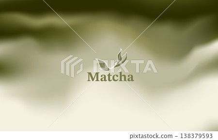 Abstract elegant matcha green tea background with minimalist leaf logo and typography. Smooth fluid gradient waves texture for organic nature branding, wellness packaging, or healthy drink backdrop. Abstract elegant matcha green tea background with minimalist leaf logo and typography. Smooth fluid gradient waves texture for organic nature branding, wellness packaging, or healthy drink backdrop. 138379593
