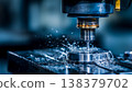 A dynamic industrial scene resulting from the fusion of high-precision machining and cutting-edge technology. 138379702