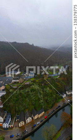 Esch-Sur-Sure, Wiltz, Grand Duche De Luxembourg, December 7, 2025, Riverside Houses Along Narrow Esch-Sur-Sure, Wiltz, Grand Duche De Luxembourg, December 7, 2025, Riverside Houses Along Narrow 138379775