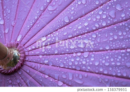 Raindrops on an umbrella, rainy season, rain image Raindrops on an umbrella, rainy season, rain image 138379931