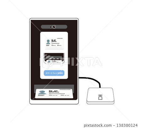 圖示為具有臉部辨識技術的讀卡器，通常位於醫院或類似機構的接待區。 138380124