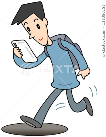 與智慧型手機相關的插畫－智慧型手機、邊走邊使用智慧型手機、井蓋、跌倒 138380153