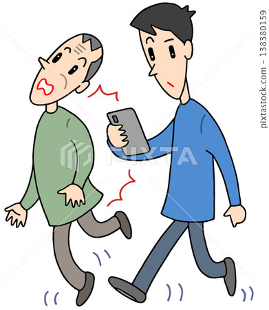 Smartphone-related illustrations - Smartphones, walking while using a smartphone, inattentive driving, rear-end collisions Smartphone-related illustrations - Smartphones, walking while using a smartphone, inattentive driving, rear-end collisions 138380159