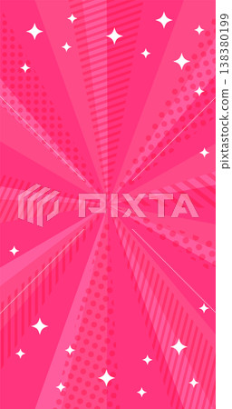 Red background. Stylish converging lines with stripes and dots, and glitter. Vector material for vertical smartphones. 138380199