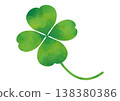 Watercolor-style illustration of a four-leaf clover 138380386