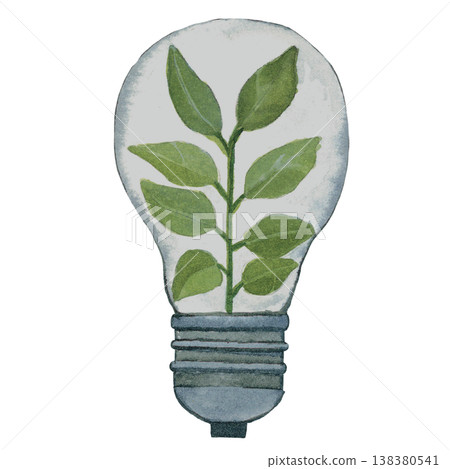 Green Leaf Light Bulb Eco Concept 138380541