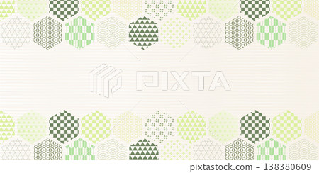 Traditional Japanese hexagonal pattern decorative frame background 138380609