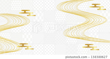 A beautiful golden, flowing line pattern in a traditional Japanese background. A beautiful golden, flowing line pattern in a traditional Japanese background. 138380627