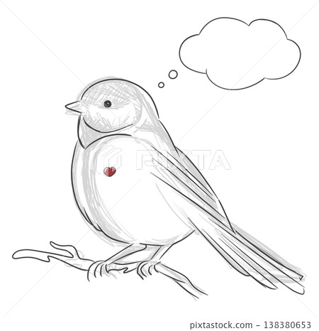 Bird with Heart and Empty Thought Bubble Bird with Heart and Empty Thought Bubble 138380653