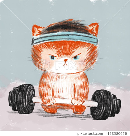 Fitness Cat Lifting Barbell with Headband 138380656