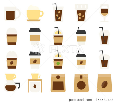 Cafe Icon Set - Flat Color 138380722