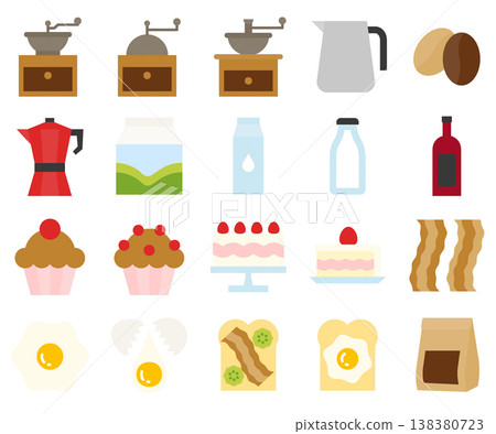 Cafe Icon Set - Flat Color Cafe Icon Set - Flat Color 138380723