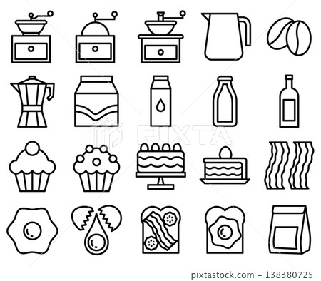 Cafe Icon Set - Line Outline 138380725