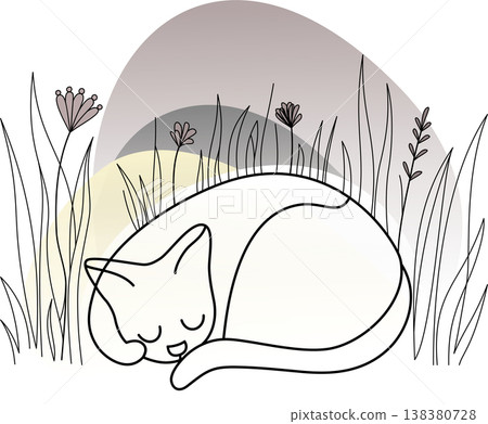 Sleeping Cat in Grass Sleeping Cat in Grass 138380728