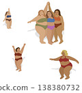 Plus Size Women Dancing in Bikinis on the beach 138380732