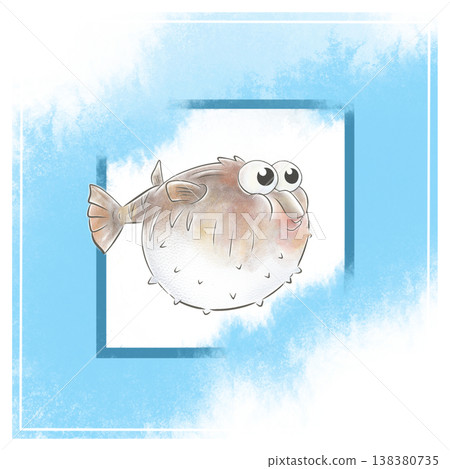 Cute Pufferfish Cartoon Illustration for game casual Cute Pufferfish Cartoon Illustration for game casual 138380735