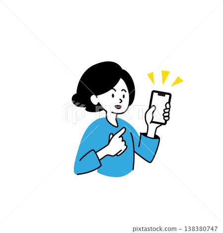 Vector illustration of a woman operating a smartphone 138380747