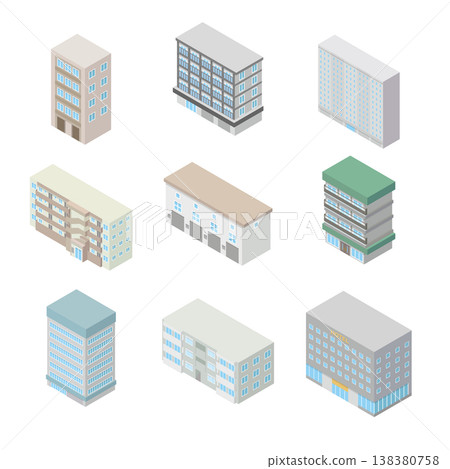 公寓/住宅綜合體插圖圖示集 公寓/住宅綜合體插圖圖示集 138380758