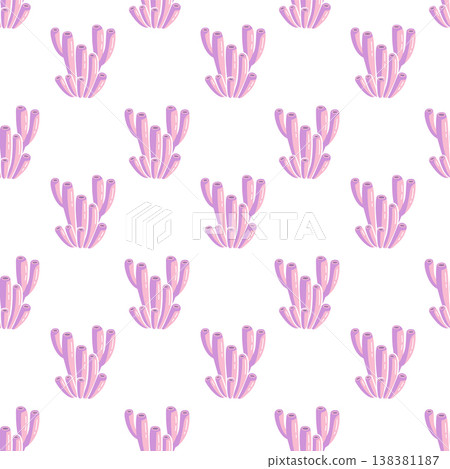 Coral sponge seamless pattern flat vector minimalist pink violet marine background underwater nature ornament for nursery textile decoration Coral sponge seamless pattern flat vector minimalist pink violet marine background underwater nature ornament for nursery textile decoration 138381187