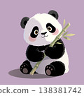 Cute Baby Panda with Bamboo 138381742