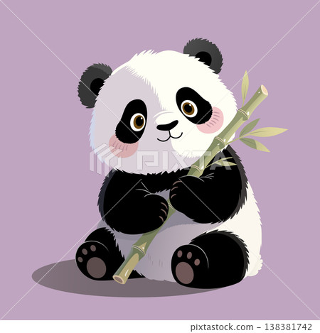 Cute Baby Panda with Bamboo Cute Baby Panda with Bamboo 138381742