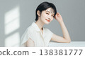 Table and a translucent female beauty portrait; product placement image for product shots. 138381777