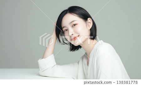 Table and a translucent female beauty portrait; product placement image for product shots. Table and a translucent female beauty portrait; product placement image for product shots. 138381778
