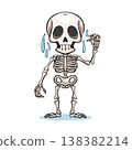 A dynamic skeleton, a cute illustration of a crying skeleton. 138382214
