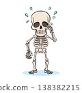 A dynamic skeleton, a cute illustration of a crying skeleton. 138382215