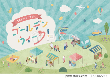 Colorful and cute illustrations of Golden Week event scenes Colorful and cute illustrations of Golden Week event scenes 138382265