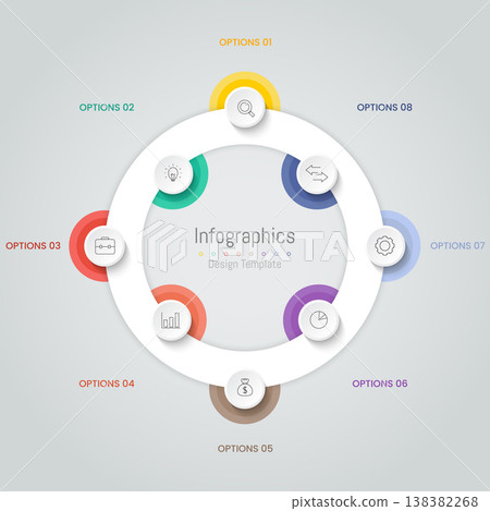 Infographic 8 options design elements for your business data. Vector Illustration. 138382268